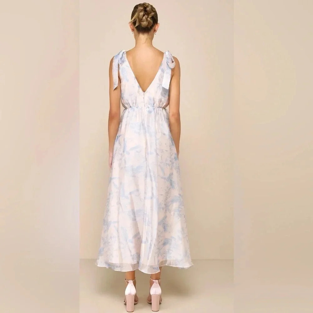 Charm Floral Tie Strap Maxi Dress Blush Blue - Picture 4 of 13